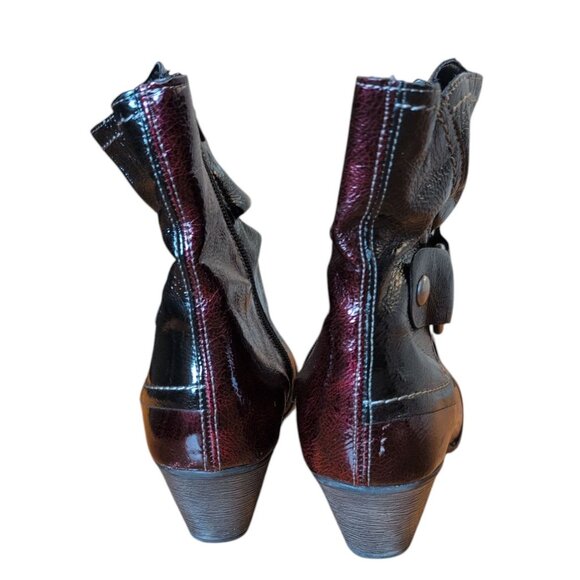 Remonte Dorndorf Ankle Boots in Burgundy & Black Leather Side Zippers 2"heel - Picture 5 of 7